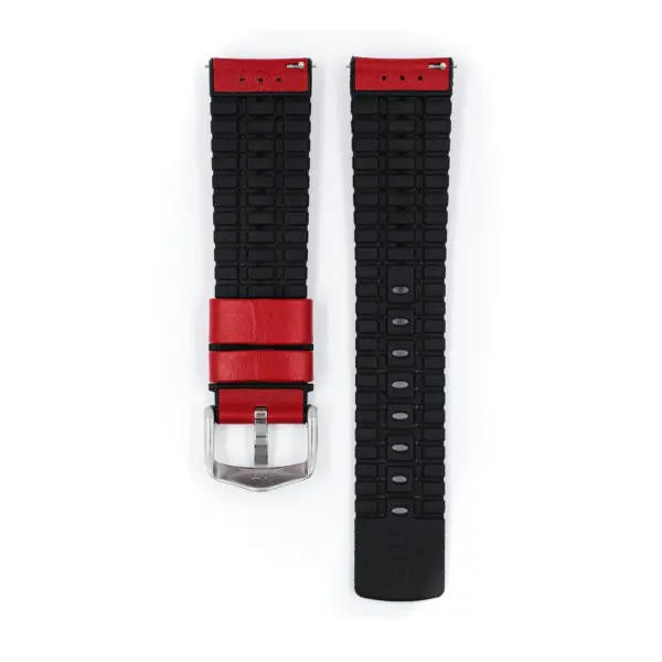 HIRSCH Tiger - Perforated Leather Performance Watch Strap - Red - Image 3