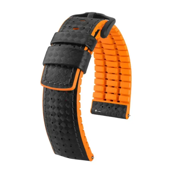 HIRSCH Ayrton - Performance Watch Strap - Black/Orange