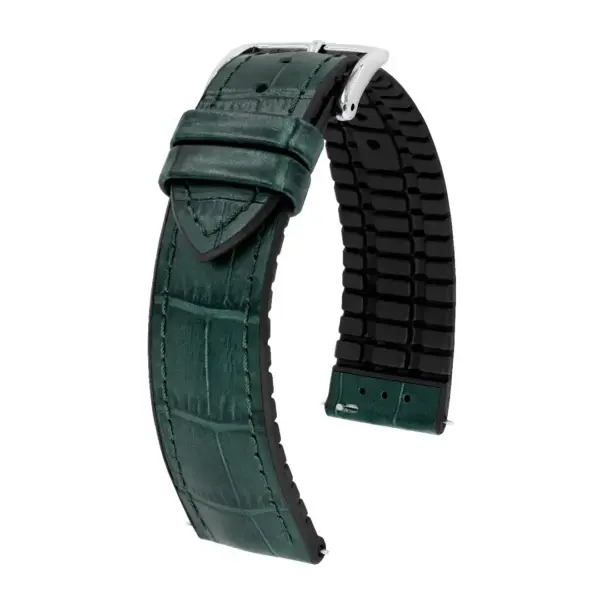 HIRSCH Paul - Alligator Grain Performance Watch Strap - Dark Green